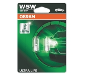 OSRAM Gabaritu halogēnās spuldzes W5W 5W ULTRA LIFE (x2) 4008321415189 :: OSRAM halogēna W3W / W5W