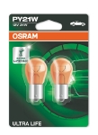 OSRAM Pagrieziena rādītāju spuldzes / stop signāla spuldze PY21W BAU15S ULTRA LIFE (x2) 4008321415165 :: LED Diodes gabarīt, stop un pagrieziena gaismām