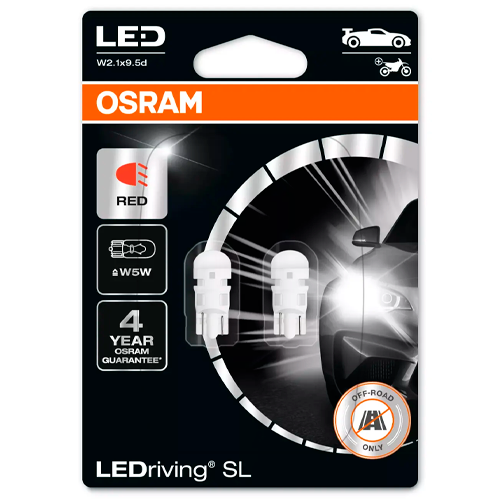 LED spuldzes W5W sarkanas, 1W, 12V, LEDriving SL sērija